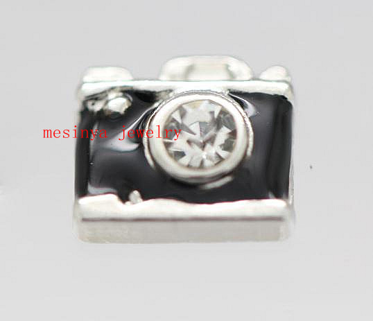10pcs црна камера лебди шарм за стакло locket, ФК-342. Мин износ $15 по цел мешани предмети