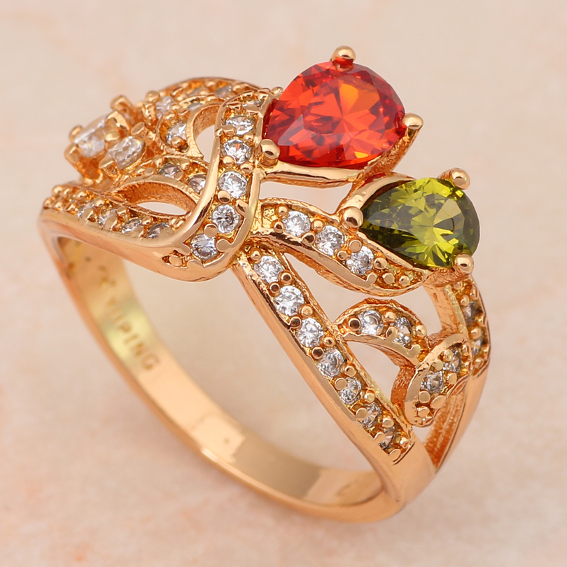 Кралската дизајн Фабрика Цена мода накит Боја Кристал тон злато Прстени Здрава накит JR1881USA големина 6.5 7.5