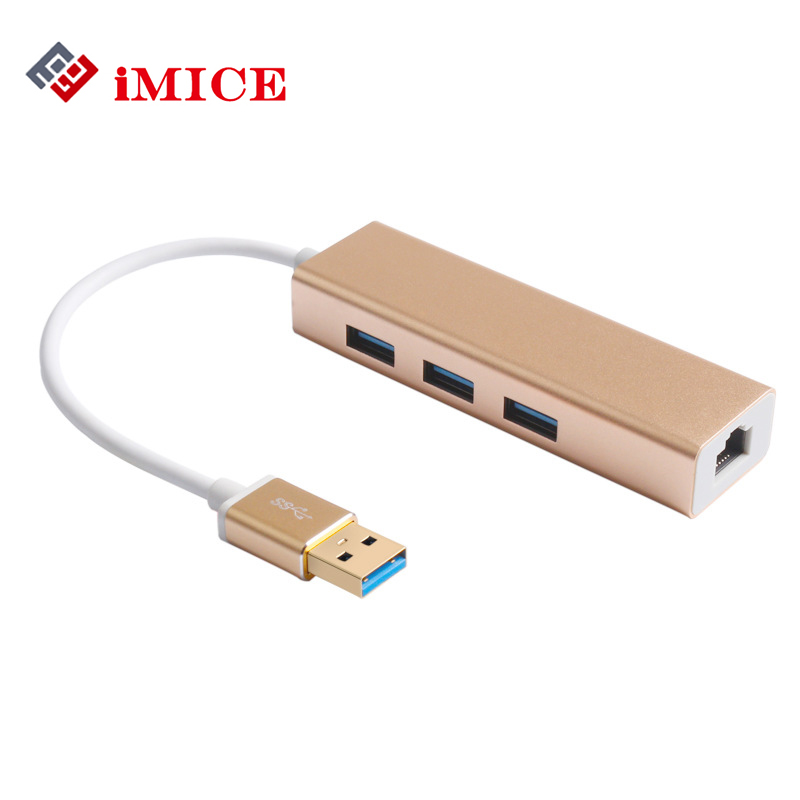 iMICE USB на RJ45 Gigabit Ethernet Lan преку USB Кабел Интерфејс Конвертор со 3-3.0 Порт Голема Брзина ЦЕНТАР Проширување