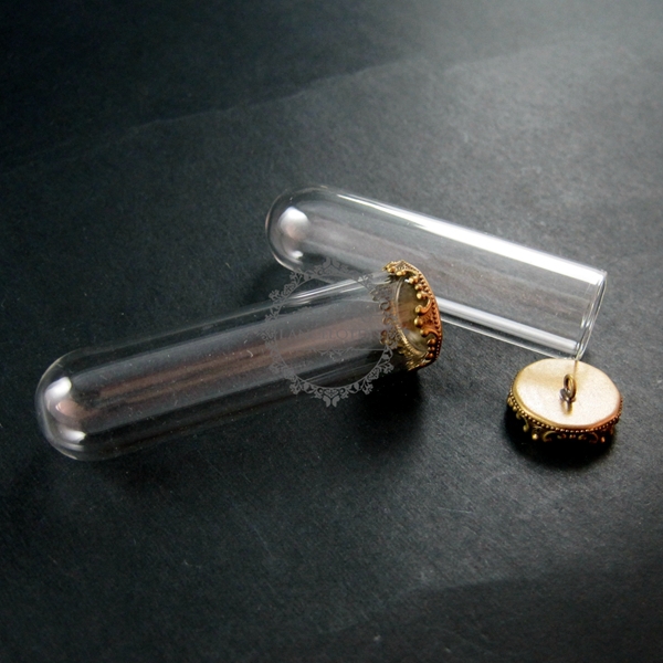 55мм шишенцето стаклена цевка шише со 15mm отвори месец DIY pendant шарм материјали 1810294
