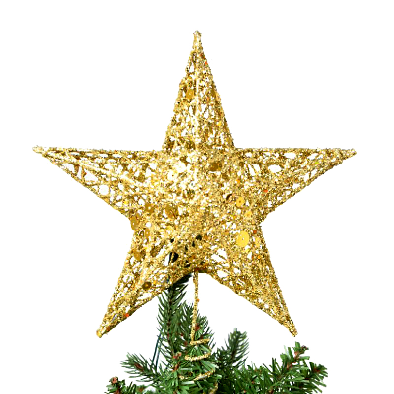 Шупливи Ѕвезда Симпатична Злато во Прав Божиќ Ѕвезда Елка Toppers 15/20cm За Елка Украси Божиќ Оркестарот Материјали P20