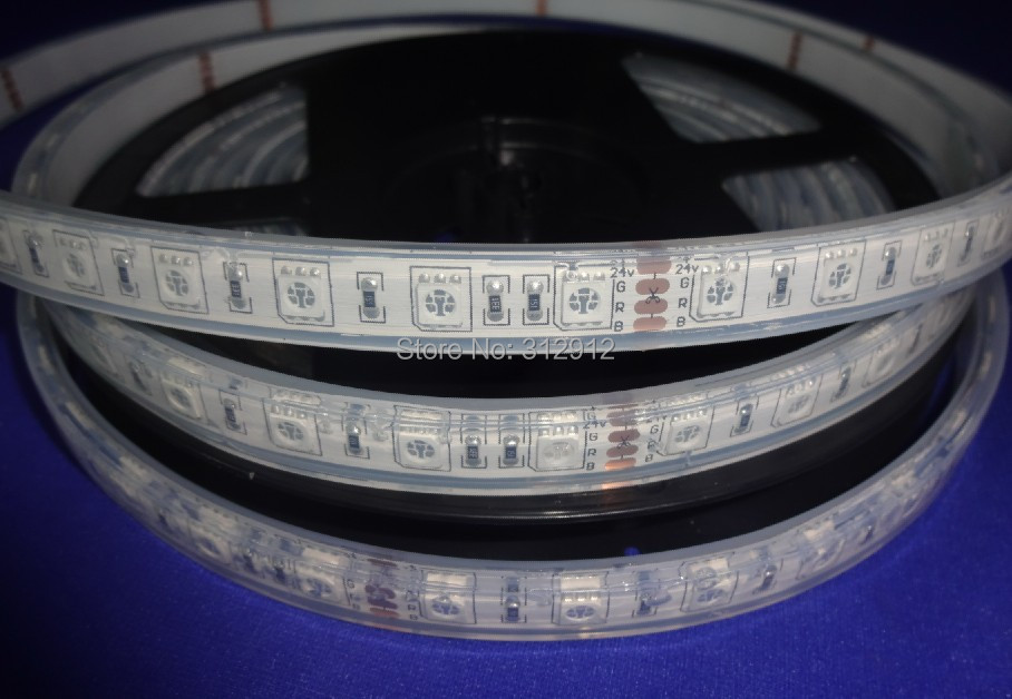 DC24V LED лента SMD 5050 флексибилни светлина 60LED/m,5m 300LED,Бела,топло,Сина,Зелена,Црвена,Жолта;RGB;со епоксидна смола исполнета;IP68