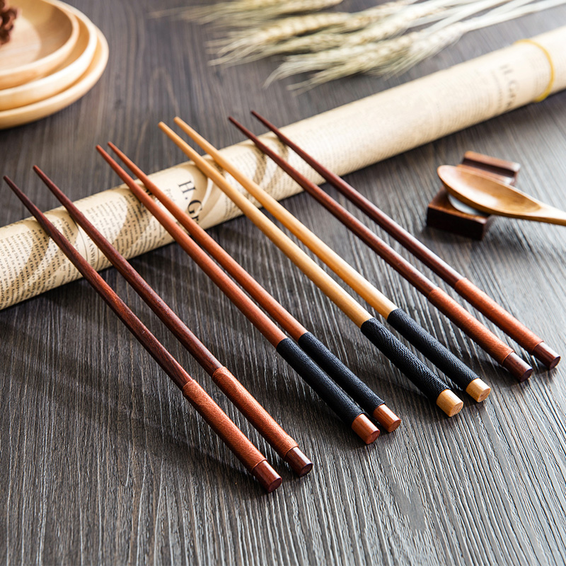 2 пара! Обновливи Природни Железо, дрво кинески chopstick посочи Јапонски анти-пропадна стапчиња за јадење Сет Подарок за возрасни деца садови