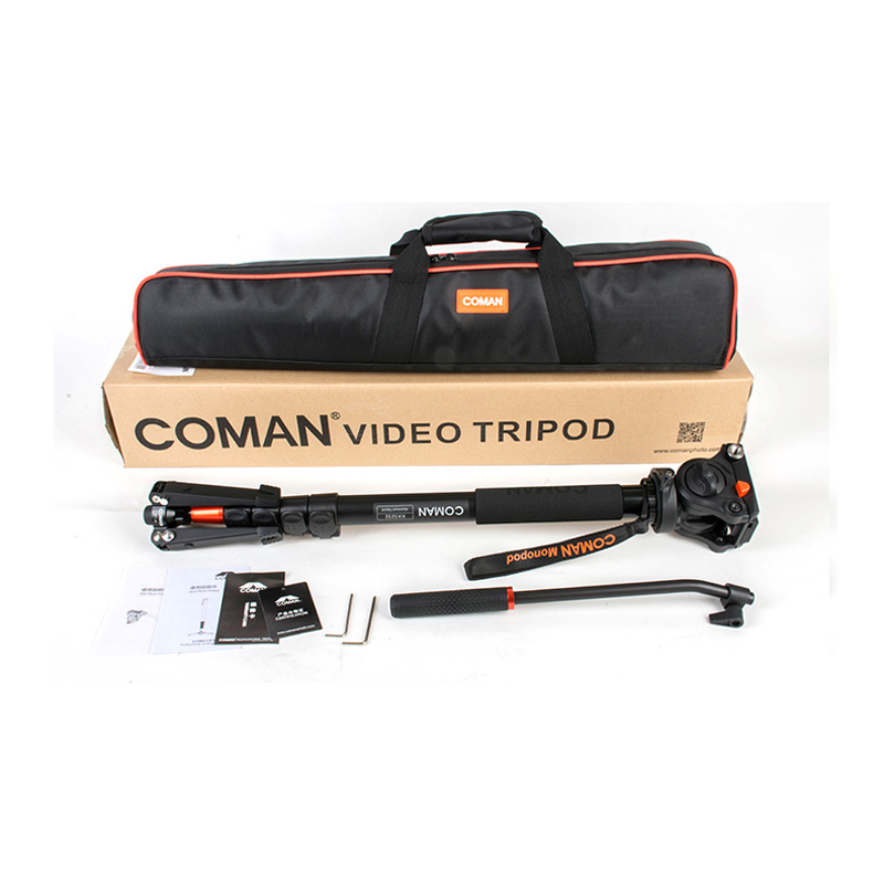 Coman KX3232 Алуминиум Легура Tripod Видео Monopod со Течност Пан Главата и Unipod Држачот за Canon Sony Nikon Panasonic