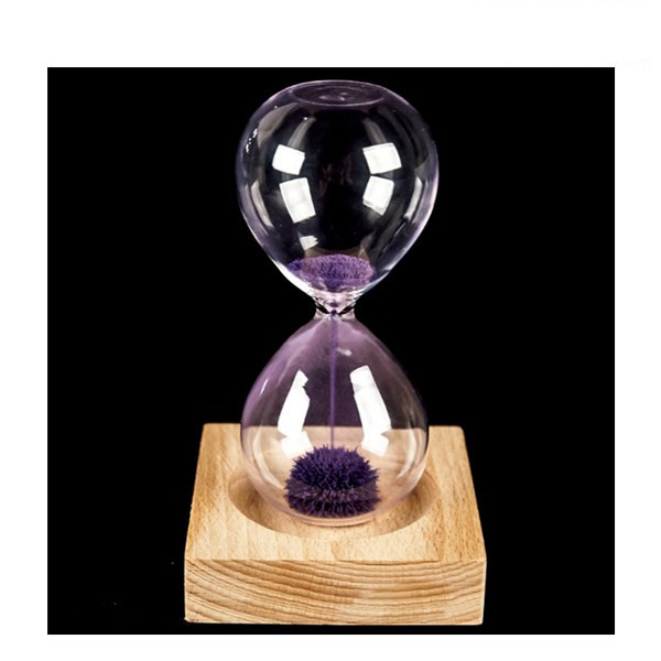 MEOF дрво + стакло + железо во прав и песок железо цветни магнетни hourglass 13.5 * 5.5 cm дрвени седиште со пакување