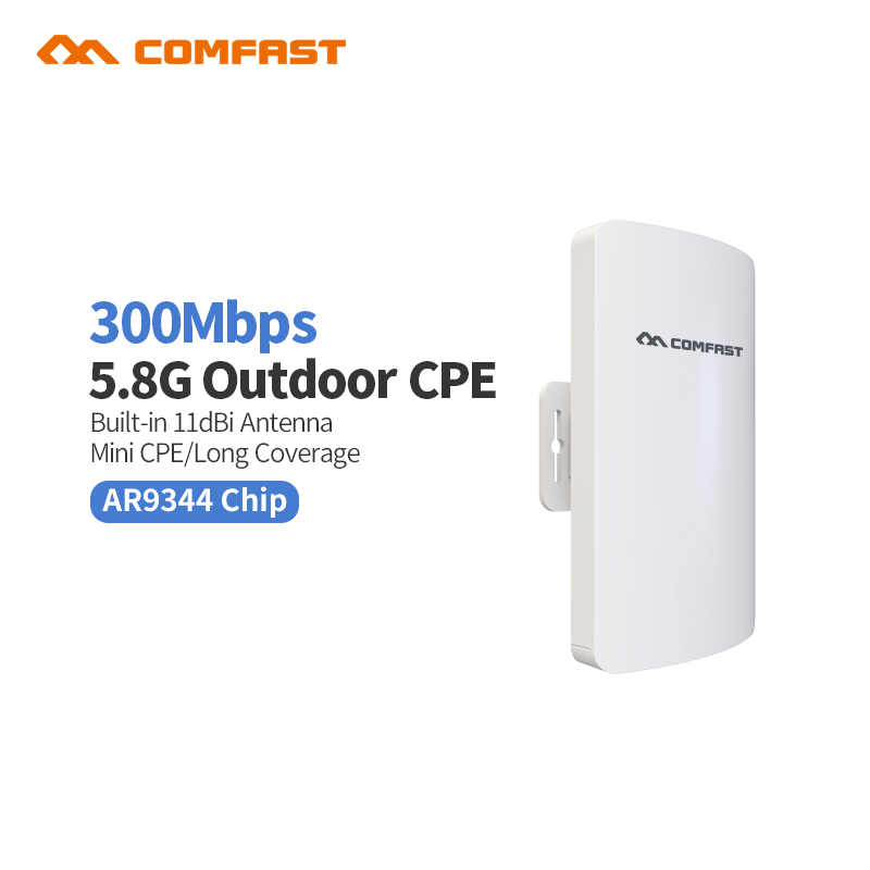 2 парчиња COMFAST СП-E120A 300Mbps 5.8 Ghz Отворено Мини Безжична АП Мост WIFI CPE Пристапна Точка 11dBi WI-FI Антена