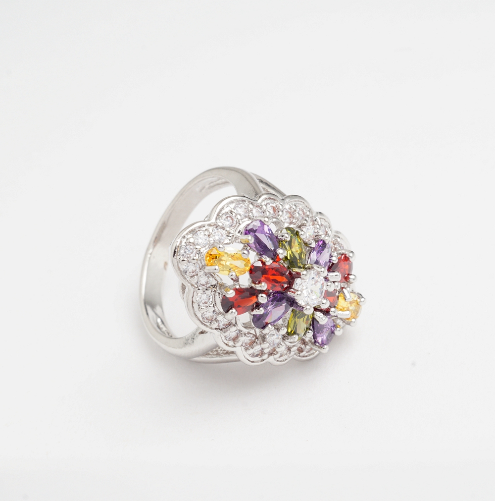 Yunkingdom лето anillos стилски голем прстен гроздобер прстени за жените во бело злато Боја свадба прстени ALP0791