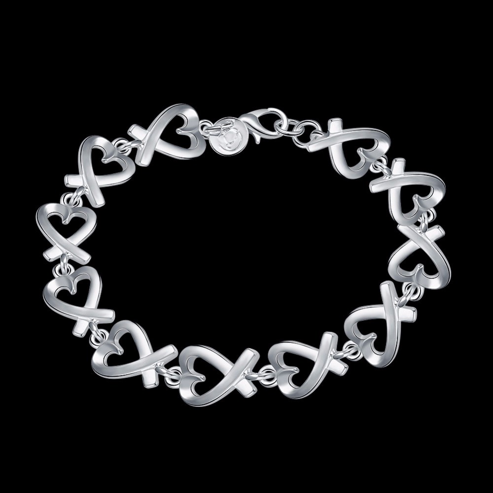 Топла 925 sterling silver хривнија не е чувствителен hummer тока мода ROLO синџир срце облик на хривнија дами накит