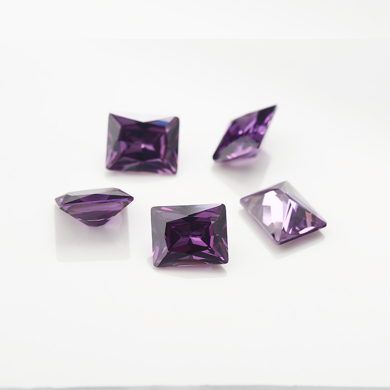 50PCS 2x4~13x18mm Правоаголна Форма Принцеза Намали AAAAA Виолетова Боја Лабава Кубни Циркони Камења CZ Камен За Накит Diy Камен