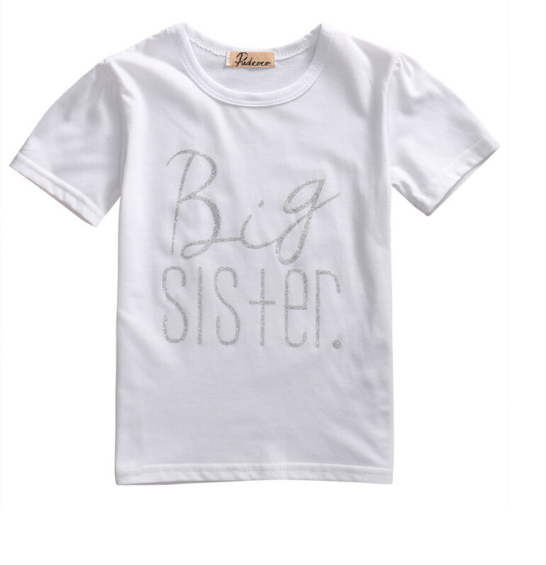Памук Бебе Кратко Sleeve Малку Брат Rompers постара Сестра, Т-маица Блузи Облека Лето Писмо за Печатење Бела Сиво Бебе