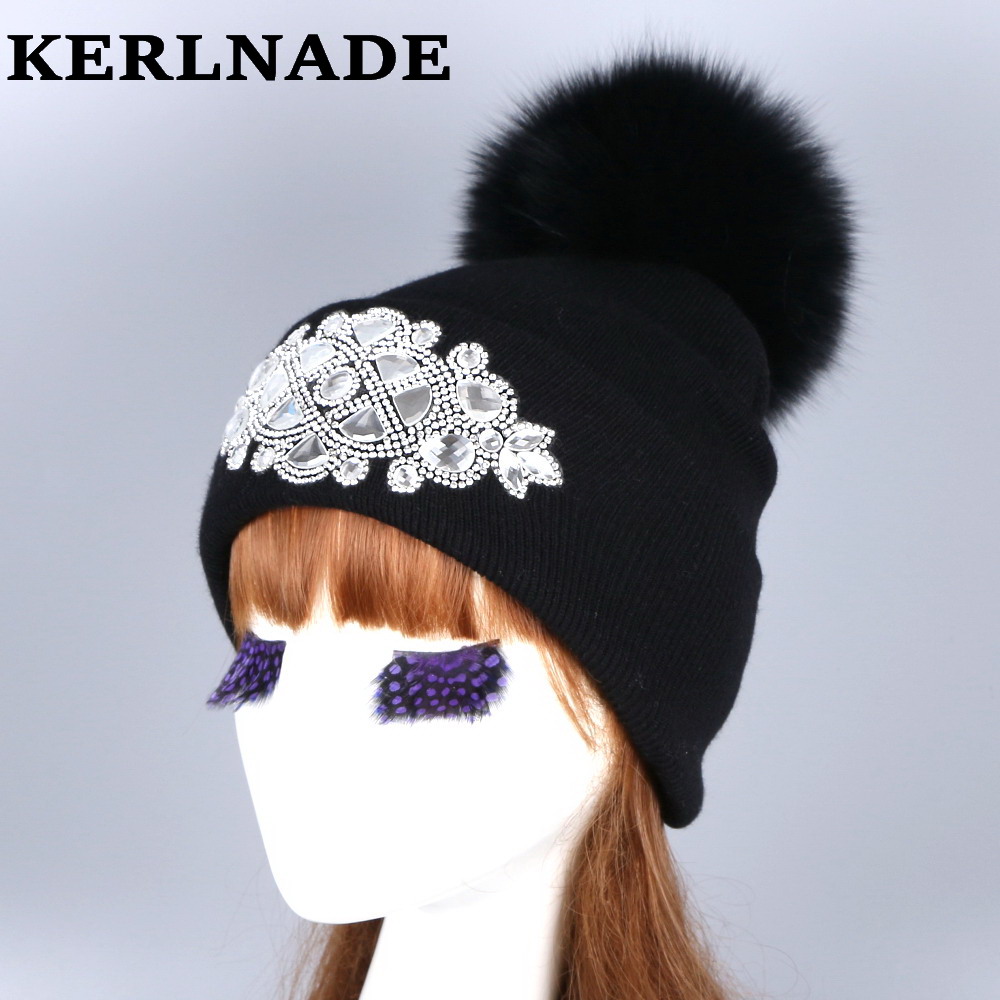 mink и fox крзно топка капа пом poms зимска шапка за жените girl 's волна, плетени капа памук beanies ззп бренд нови дебели женски капи
