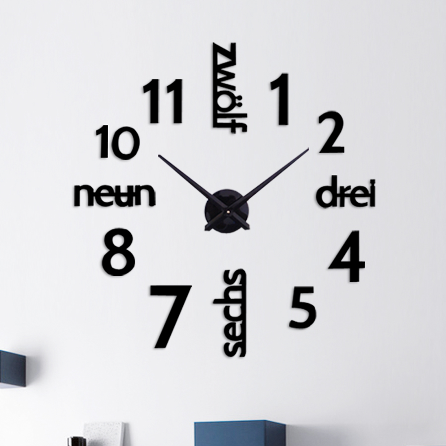 топла продажба 2018 нови ѕидни часовници 3d акрилик огледало diy часовник horloge Кварц види Иглата Дома Декорација Дневна