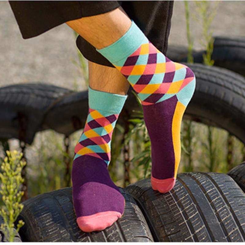 PEONGLY 2018 Солидна боја мулти мрежа бизнис смешно чорапи мажите 5PAIRS/МНОГУ calcetines meia masculina