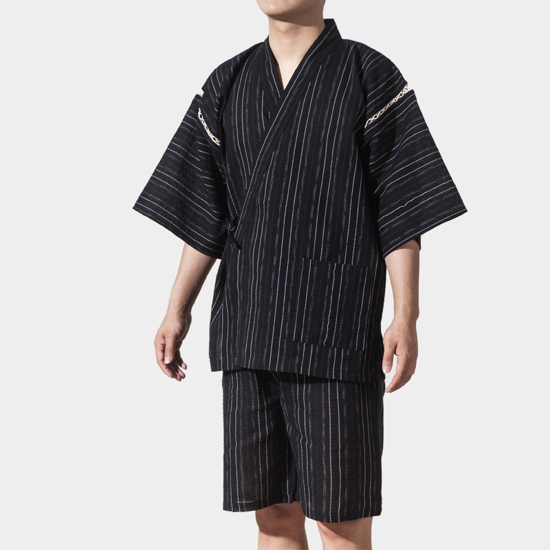 2pc/Set Јапонското Кимоно Кратко Sleeve Sleepwear Пижами Гроздобер Мажите Дома облекување gown Лето Кимоно Бањарки Loungewear