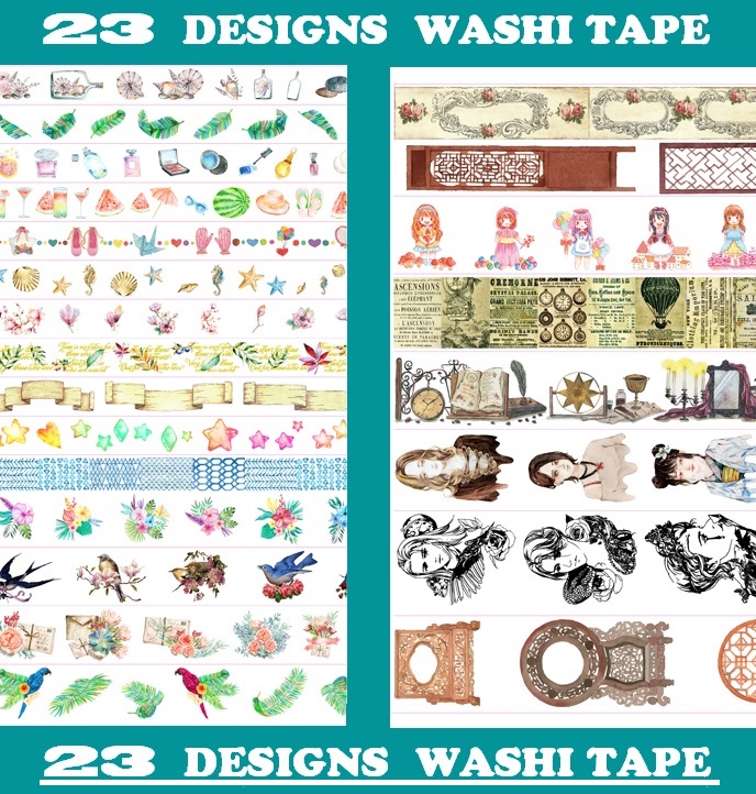 23Designs НОВА Ѕвезда/Цвеќиња/Девојките/Birds/Пеперутка Шема Јапонски Washi Декоративни Лепило DIY Маскирање на Хартиена