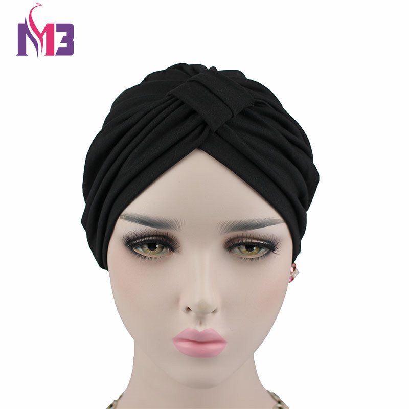 Нова Мода Жените Еластичен Модални Памук Turban Купола Капа Headwear за Chemo Пресврт Hijab Главата Марами Дами Хаубата
