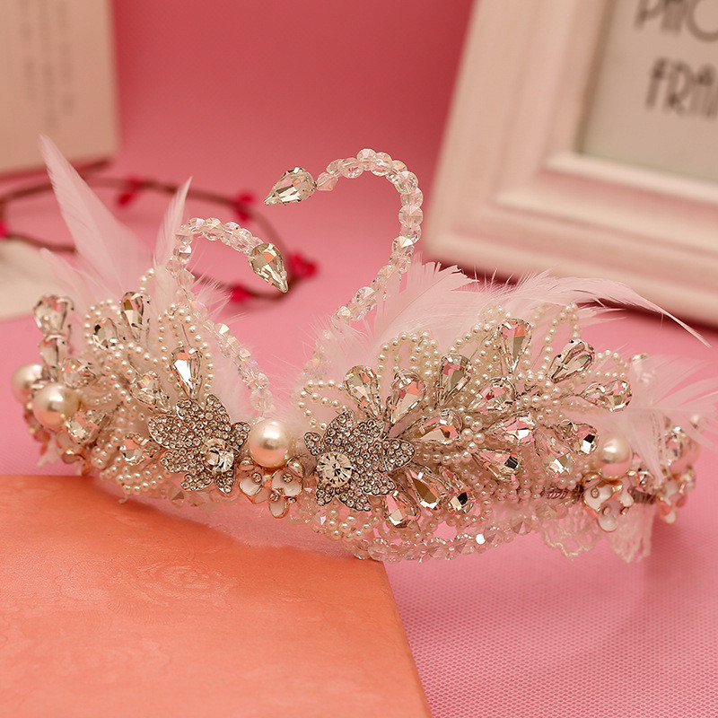CC tiaras и коронки hairbands барок стил swan форма rhinestones бисер луксузни свадба коса додатоци за невестата накит s496
