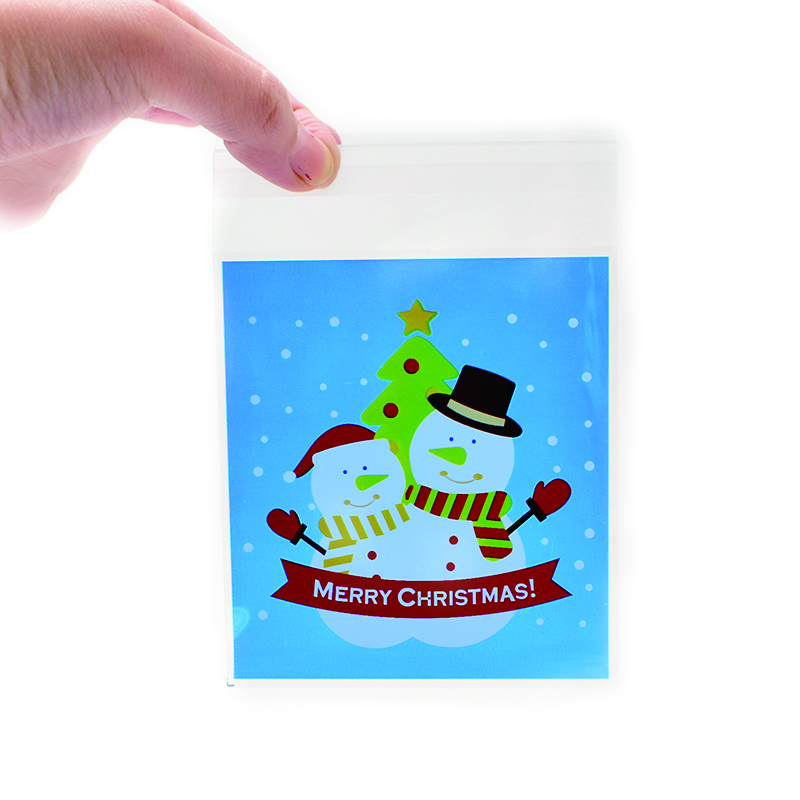 25pcs Божиќ снежен човек Бонбони Cookie Кеси Свадба, Роденден Занает Само-adhesiveBiscuit Пакување Подарок Торба Navidad Божиќ