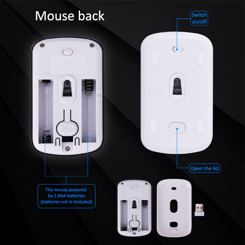 Допрете Лак Безжичен Глушец Ултра Тенок USB 1200 DPI Оптички Мини Тенок Mause Гејмер Глувци Допир Тркала За Macbook Лаптоп