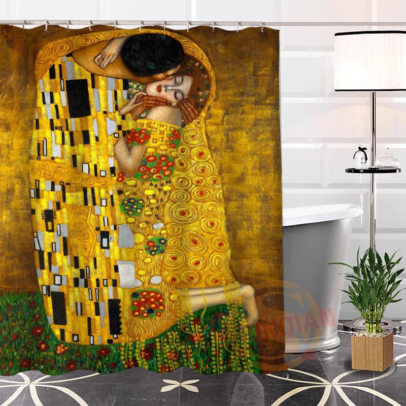 Еко-пријателски Обичај Уникатен Klimt Познати Слики Ткаенина Модерна Туш Завеса бања Со Куки за себе H0220-37