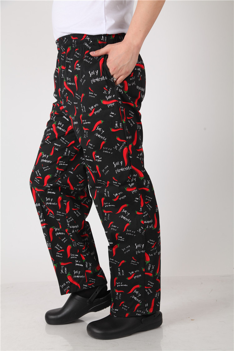 2017 Нови Зачинета Црвена Готвач Панталони Мода Памук Полиестер Долго Унисекс Големина Тесни Борови Бенд Кујна Панталоните