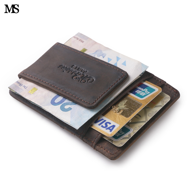 MS Топла Продаде Мажите Вистински Кожен Паричник Бизнис Секојдневен Кредитна Картичка ID Носителот со Силен Магнет Пари