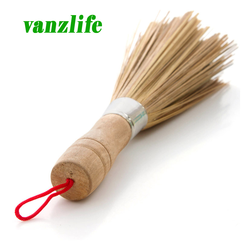 детски спомени vanzlife рачно изработени природни бамбус стап тавата со дрвена рачка четка масло одмастување сад за перење