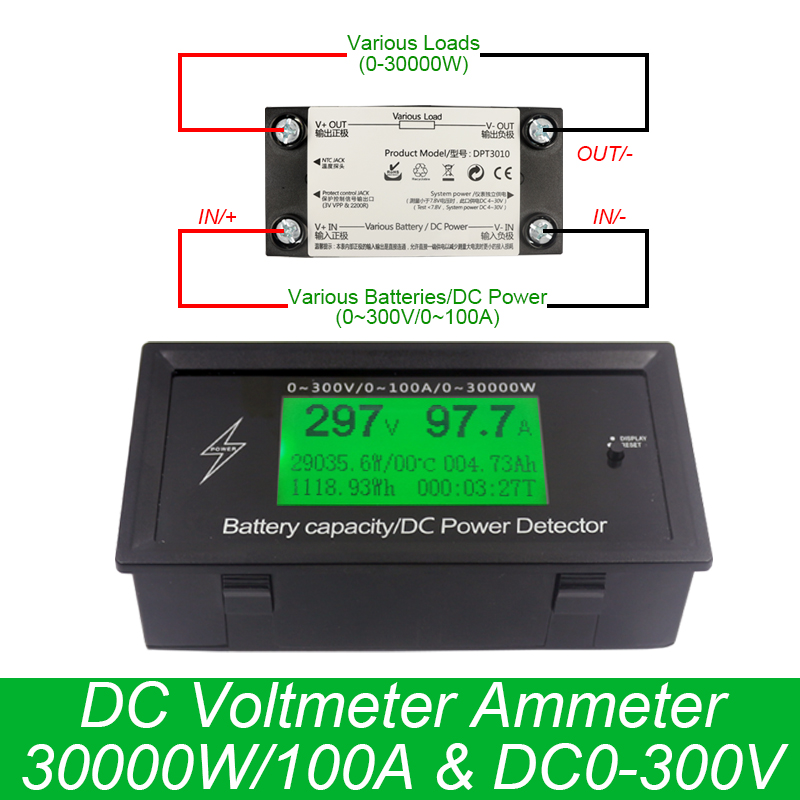 Напојување Тековната Метри дигитални DC voltmeter ammeter волтметар Батеријата Тестери капацитет volt тековната wattmeter