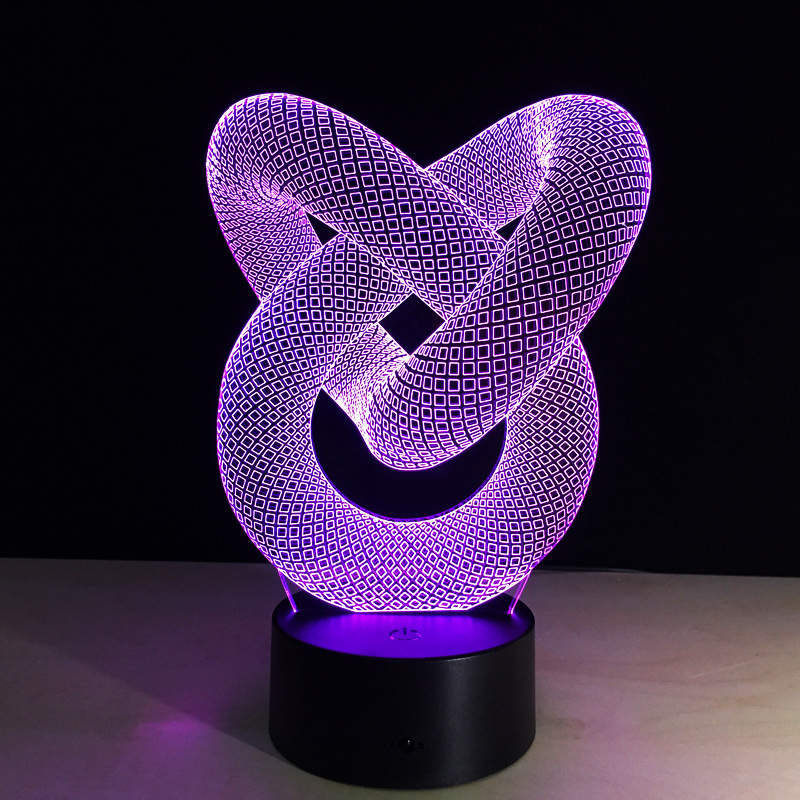 Апстракт Круг Љубов Јазол Bulbing 3D LED Светло Холограмот Илузија 7 Бои Промена Оркестарот Светилка Најдобри Ноќ Светлина