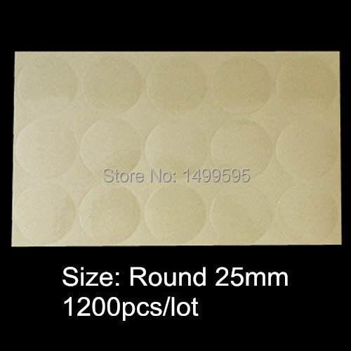 1200pcs 25мм круг / 1 инчен кружни празно транспарентен печат налепница јасно пвц етикета без било логото печатење