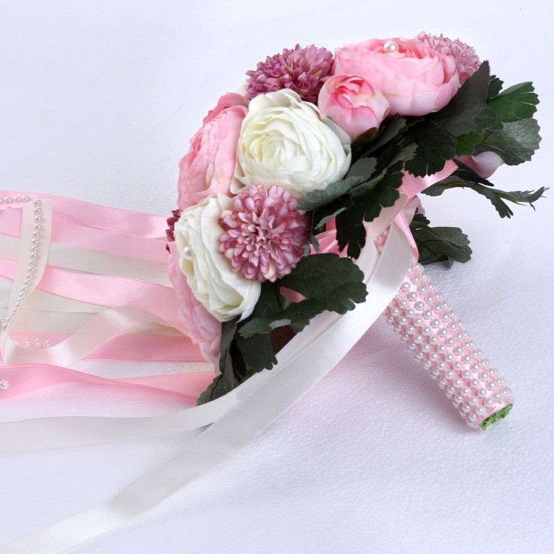 Розова Свадба Букети Денот на Вљубените присутни 26 Зголеми рачно изработени Цветни Булчински Подароци Свадба Додатоци