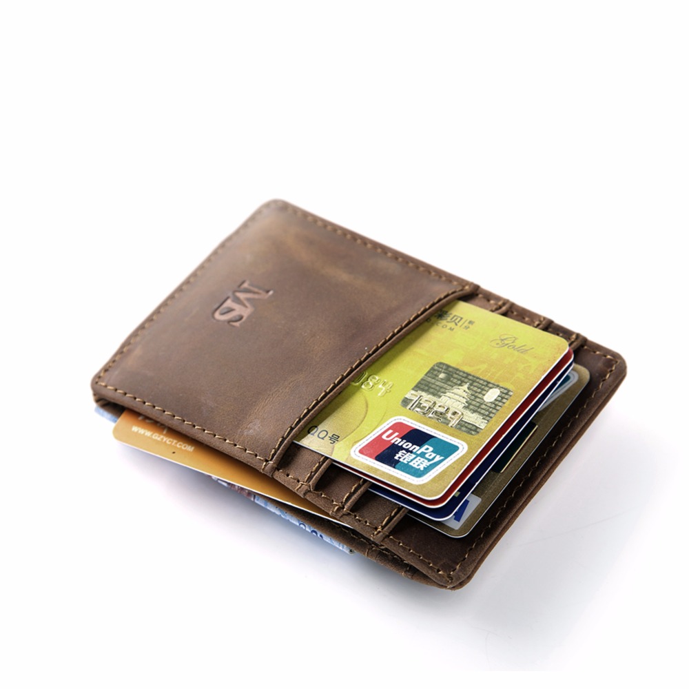 MS Топла Продажба Мажите Вистински Кожен Паричник Бизнис Секојдневен Кредитна Картичка ID Носителот Со Силен Магнет Пари