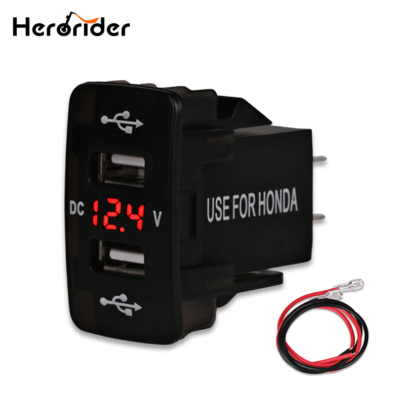 Herorider 12v Автомобил запалка приклучок за USB Приклучок за Полнење Двојна USB Автомобил Полнач Voltmeter Приклучок