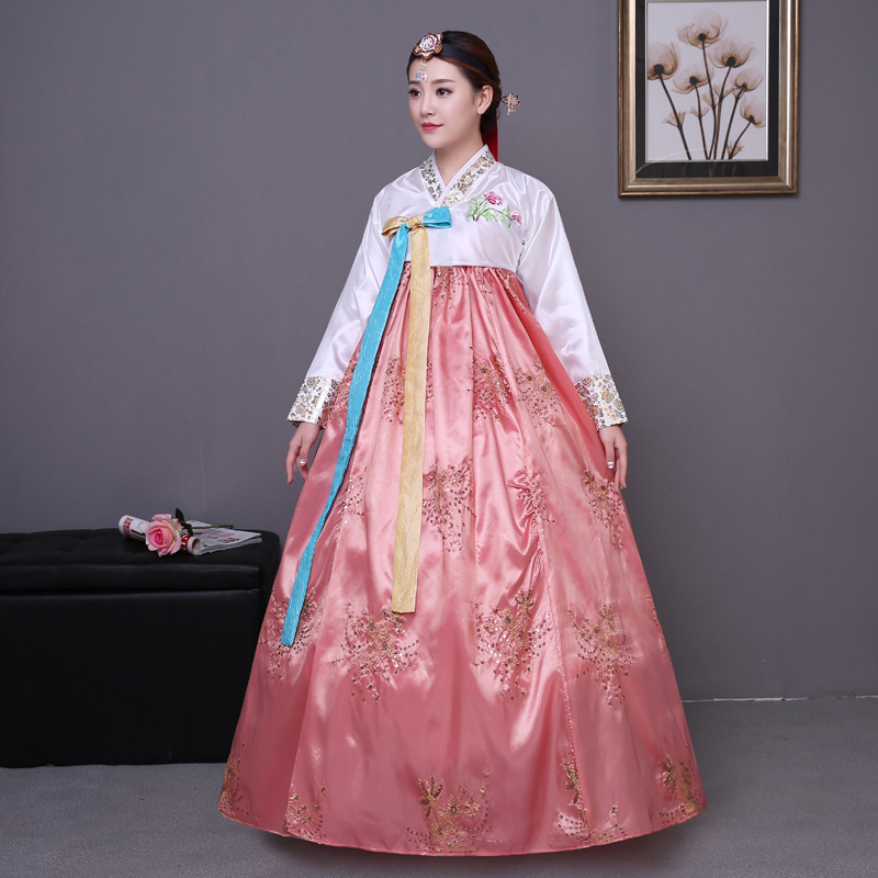 сина Везови традиционалните корејски облекуваат розова жените памук hanbok корејски народна носија фаза перформанси aisa облека