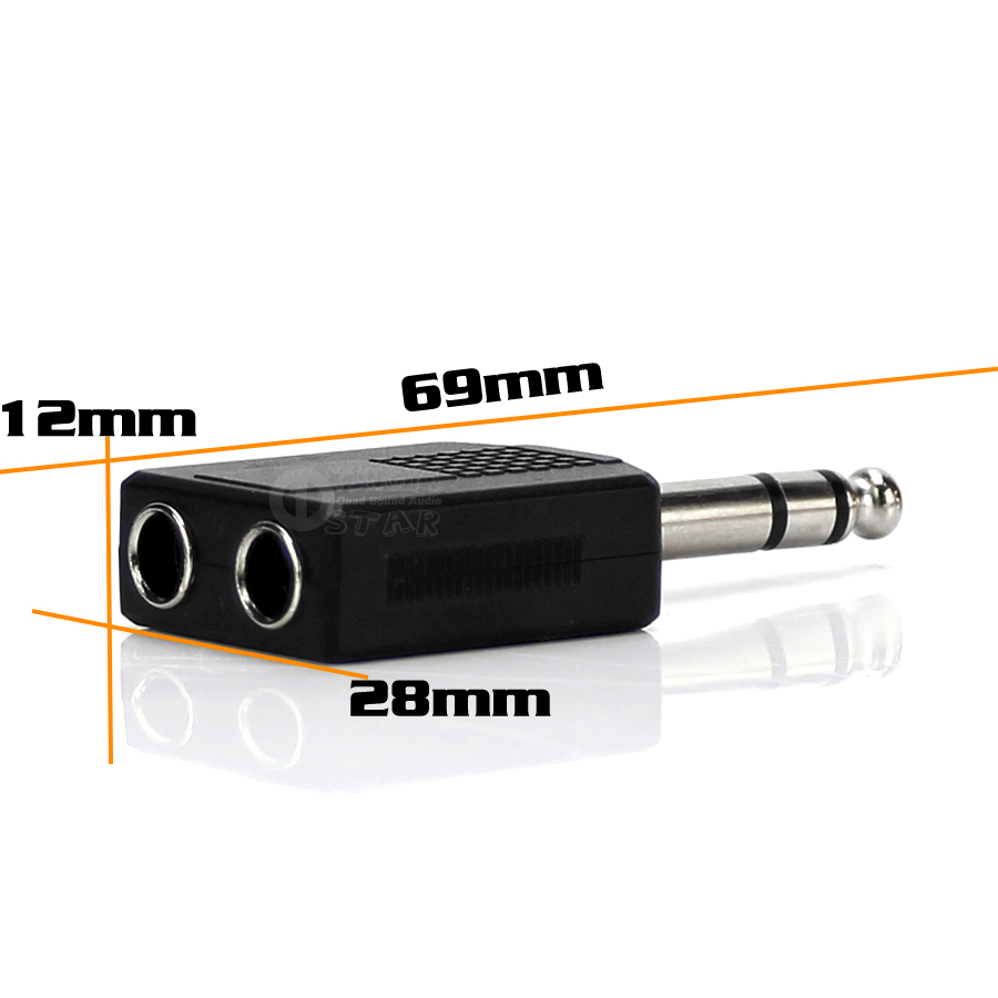 4Pcs 6.5 mm Y Splitter 1 Машки Plug 2 6.5 mm Џек Женски Аудио Приклучок Адаптер Конвертор За Микрофон DJ Миксер Говорникот Wire Конектор