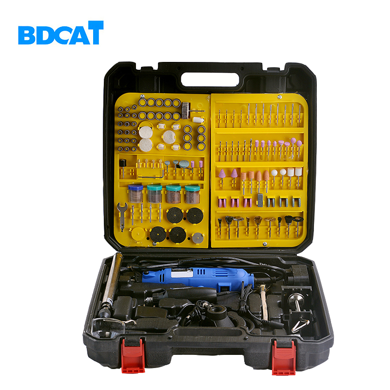 BDCAT двоен Електричен Dremel Променлива Брзина на Ротари Алатка Мини Вежба со Flex Вратило и 256pcs алат додатоци сет