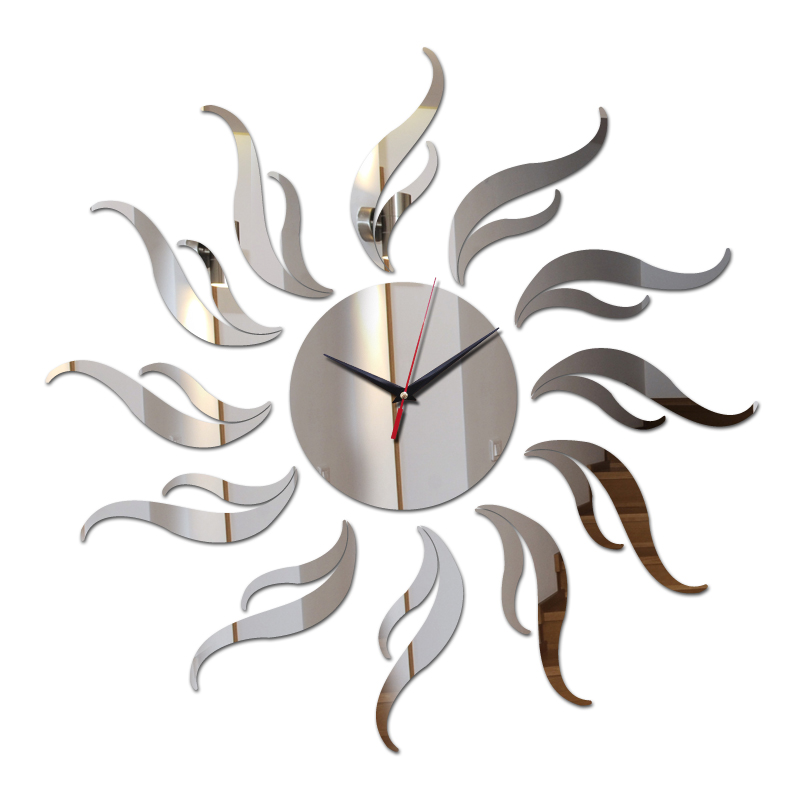 2017 топла продажба акрилик ѕид види насловна оркестарот 3d огледало часовници безбедно модерен дизајн diy дигитални налепница кварц часовник