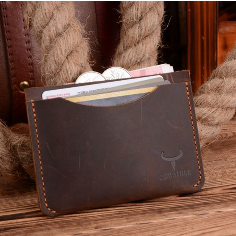 COWATHER 2017 нова Кредитна картичка носителот лудиот коњ луксузни кожни висок квалитет мали машки картички паричникот