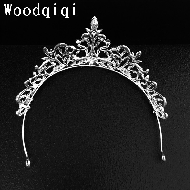 Woodqiqi Домот, Жените Hairband Кристално Јасно Цвет Тиара Невестата Сребрен Накит За Коса Орнаменти Партија Свадба Додатоци