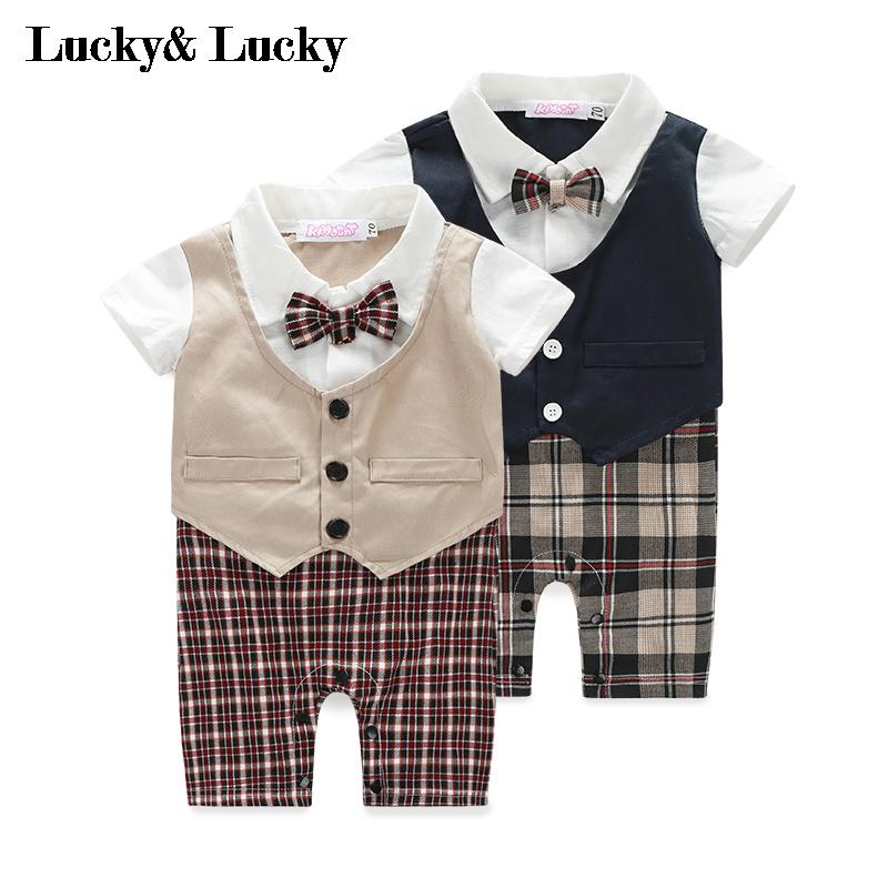 Tuxedo бебе облека кратко sleeve бебе момче облека лето новороденче jumpsuit