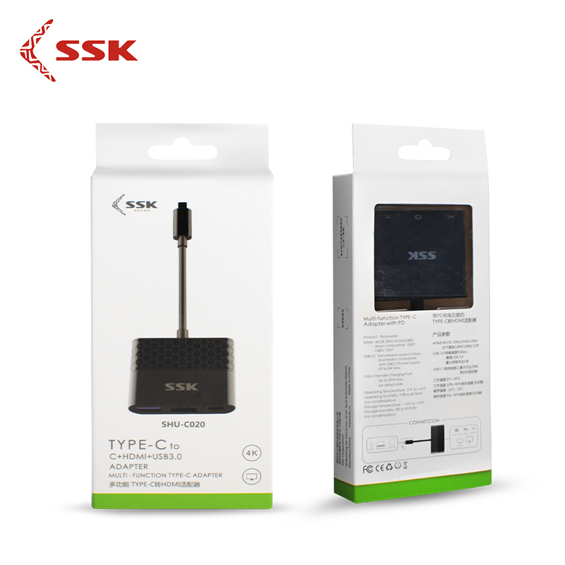 SSK ШУ-C020 Мултифункционален Тип-В ТОЧКА 3 Порти Тип -C до type-C 4K HDMI USB3.0 Адаптер Тип C Splitter да USB Хаб за