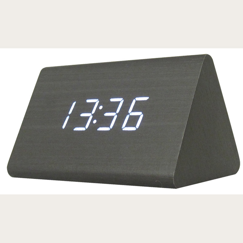 Црна Дрвени Аларм Дигитален LED Аларм Табела Биро часовници Со Звук Контрола на Температура Електронски Часовници