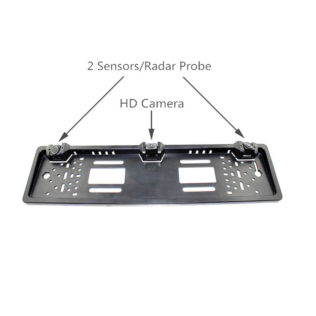 3 во 1 една Камера+2 Сензори PZ600-L Европската Табличка Паркинг Сензор со HD Обратна Камера 2 Радар + бекап камера 19mm