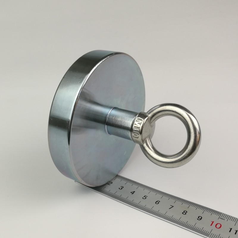 1pcs 450KG магнетни привлекување на сила силна држи neodymium обновување риболов откривање на магнет тенџере со eyebolt