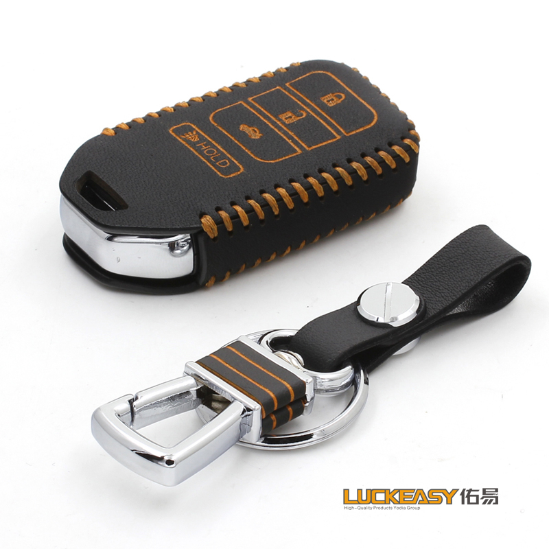 luckeasy копче случај покритие за година хонда спогодба 2013 crv 2015 Вистинска Кожа Автомобил Копче за Капакот паричникот носителот 2013 далечинскиот клуч