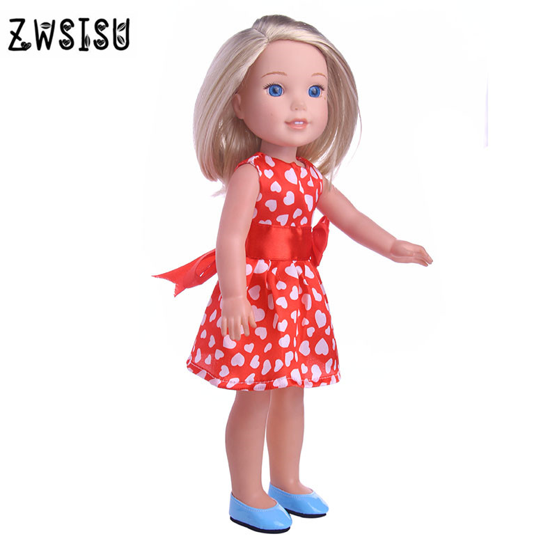 Мода се облекуваат црвени фустани за Американска девојка кукла се облекуваат за 14.5-инчен кукла се облекуваат за децата е најдобар подарок, Wellie Wishe
