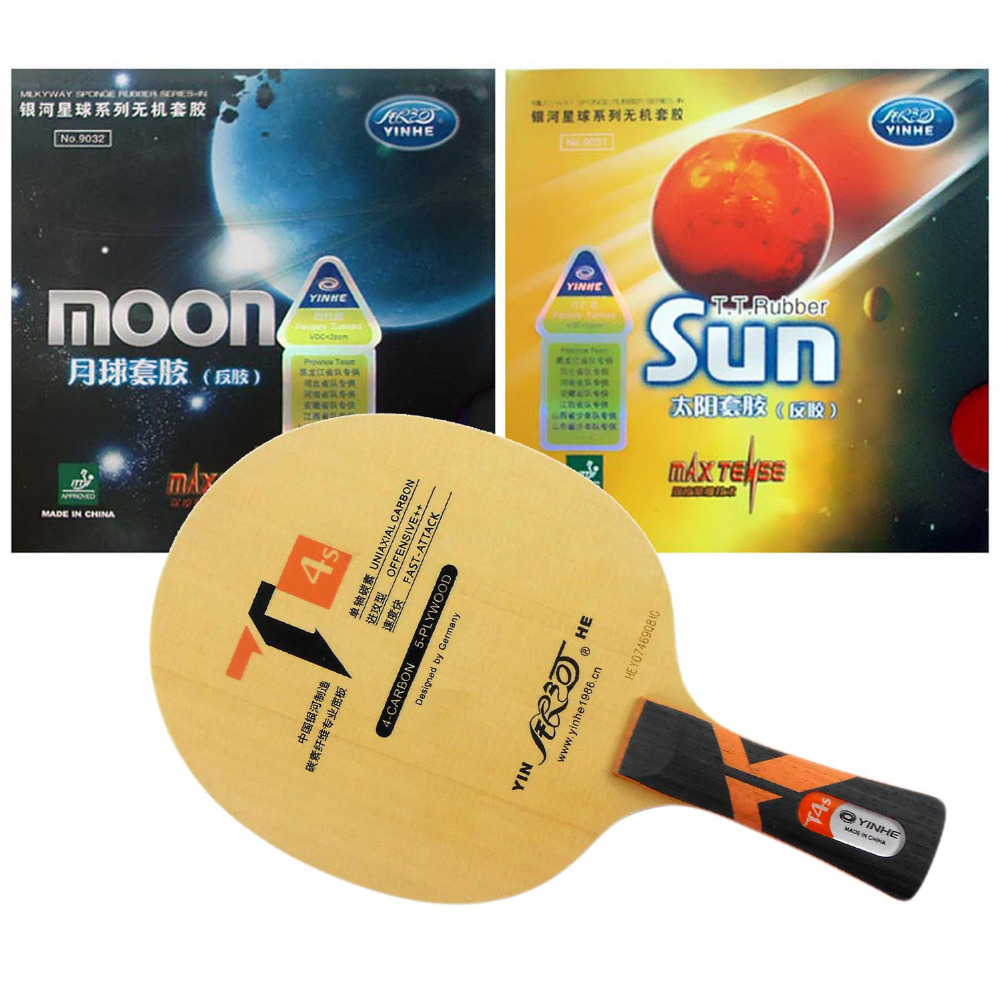 Про Тенис на Маса Комбо Гребло / Рекет: Yinhe T4s + Сонцето (Фабрички Подесени) / Месечината (Фабрички Подесени) Shakehand