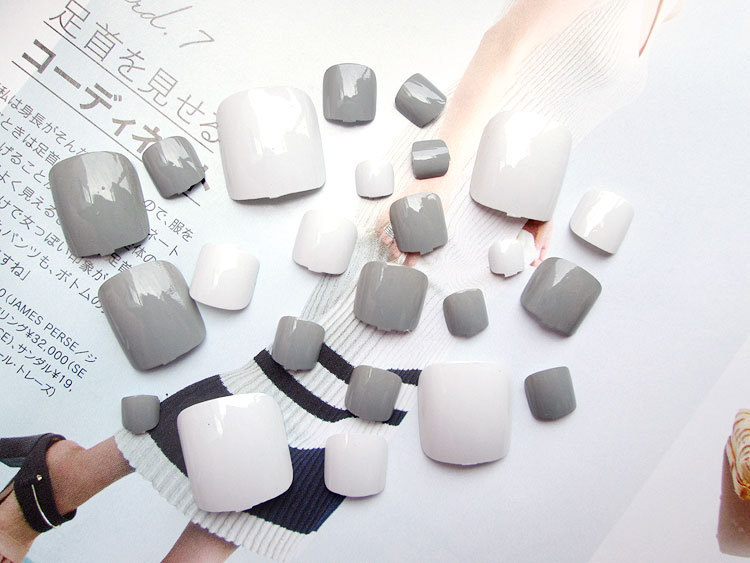 Нови ноктот 24PCS Помине уметност производи Лажни ноктите сива авион мода лажни нокти(не Содржи лепак)