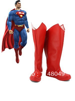 Најновите Супермен Суперхерој Чизми Црвено Cosplay Чизми