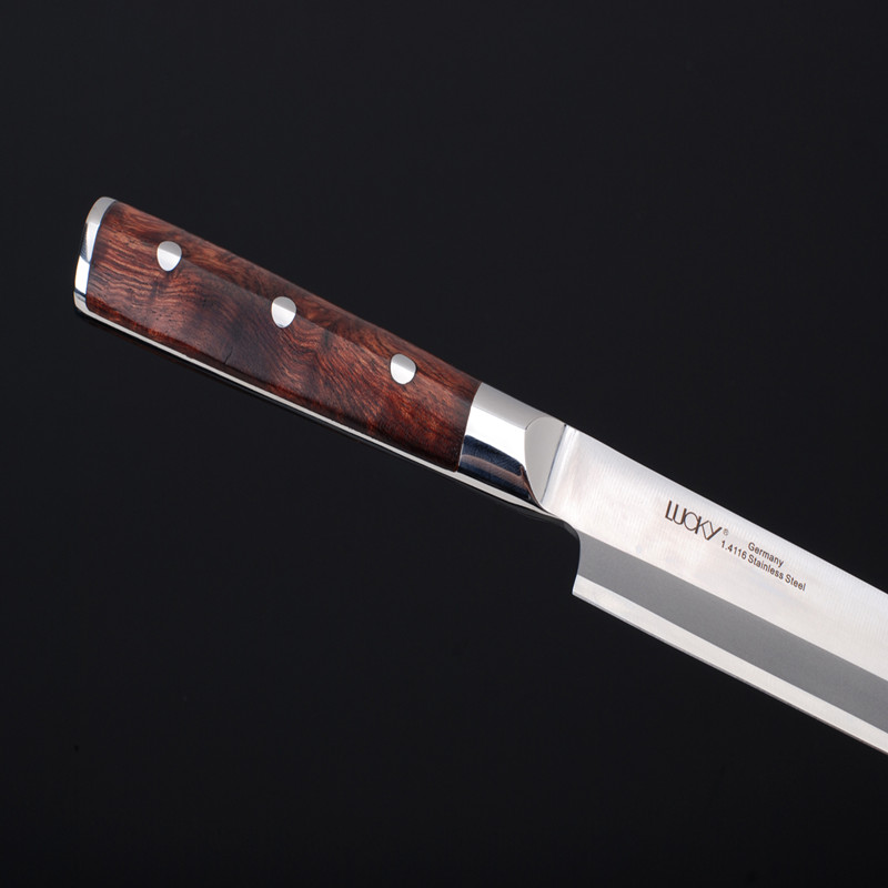 Филе ножеви Германија челик кујнски ножеви десната рака двострано ружино дрво се справи со суши Sashimi нож Јапонија нож бесплатен превозот 8.1.1